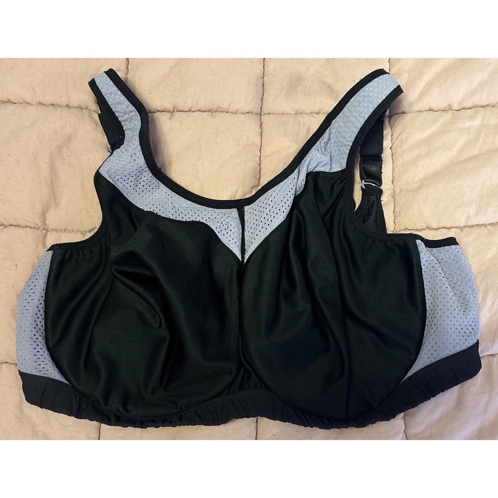 Glamorise‎ Black Lilac Sports Bra Full Figure Adjustable Straps, 46G